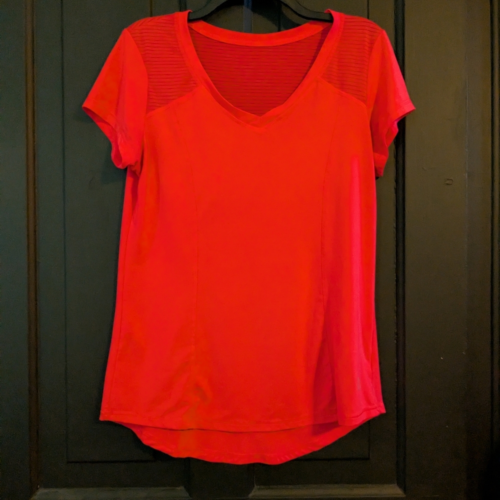 Women's Red/Orange V-Neck Top